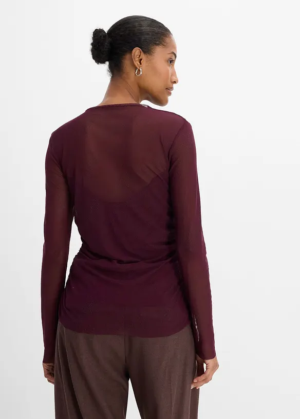 Langarmshirt aus zartem Mesh in rot von hinten (im Anschnitt) - bonprix Langarmshirt aus zartem Mesh in rot von hinten (im Anschnitt) - bonprix