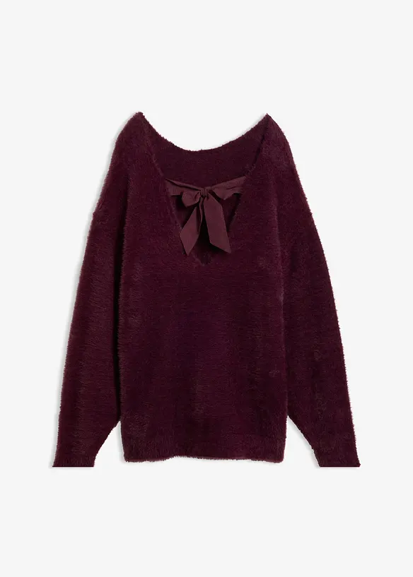 Longpullover aus weichem Federgarn in rot von vorne - bonprix Longpullover aus weichem Federgarn in rot von vorne - bonprix