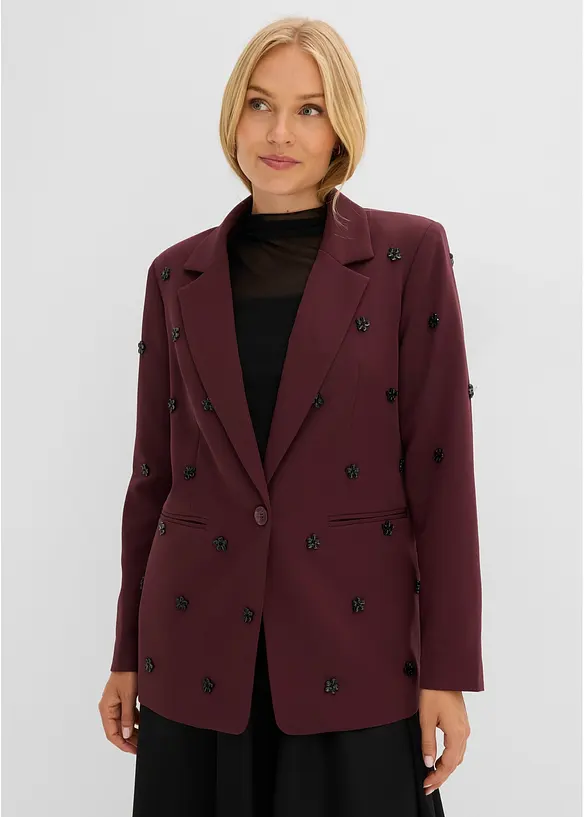 Oversize-Blazer mit Schmuckdetails in rot von vorne (im Anschnitt) - bonprix