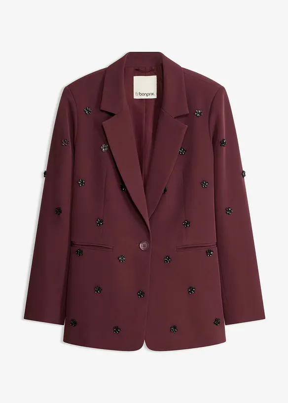 Oversize-Blazer mit Schmuckdetails in rot von vorne - bonprix