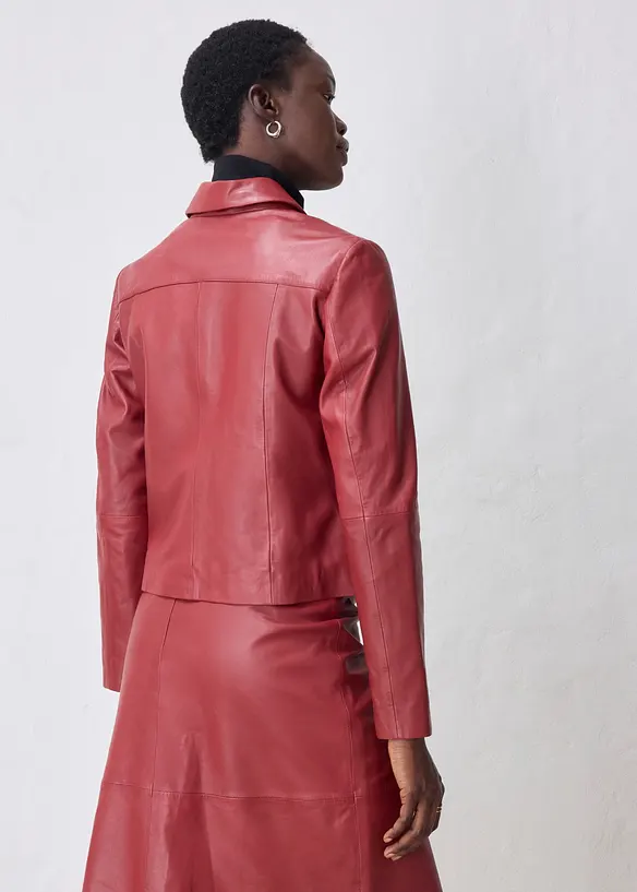 Lederjacke aus softem Lammnappa in braun von hinten (im Anschnitt) - bonprix