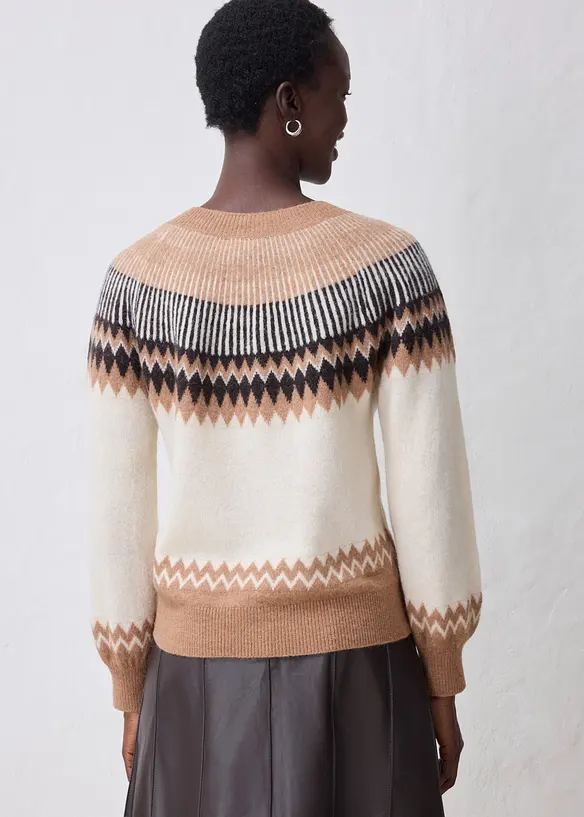 Norweger-Pullover aus weichem Alpaka-Mix in beige von hinten (im Anschnitt) - bonprix