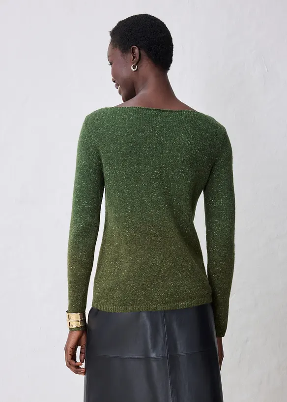 Pullover aus weichem Alpaka-Mix in grün von hinten (im Anschnitt) - bonprix