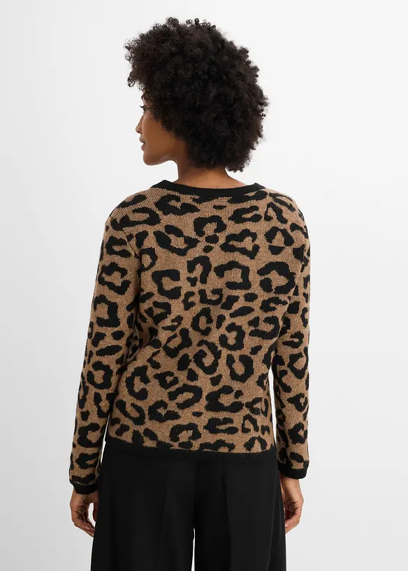 Strickjacke mit Jacquardmuster in braun von hinten (im Anschnitt) - bonprix
