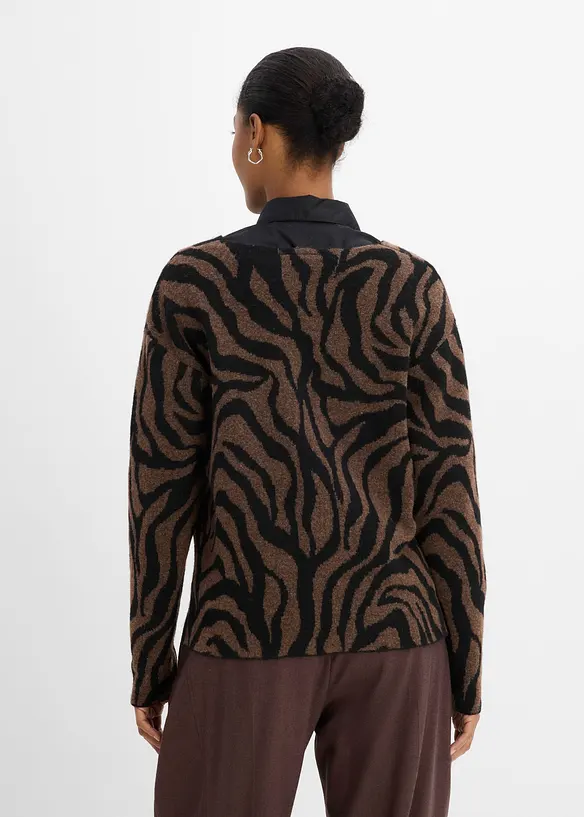 Pullover mit Jacquardmuster in braun von hinten (im Anschnitt) - bonprix