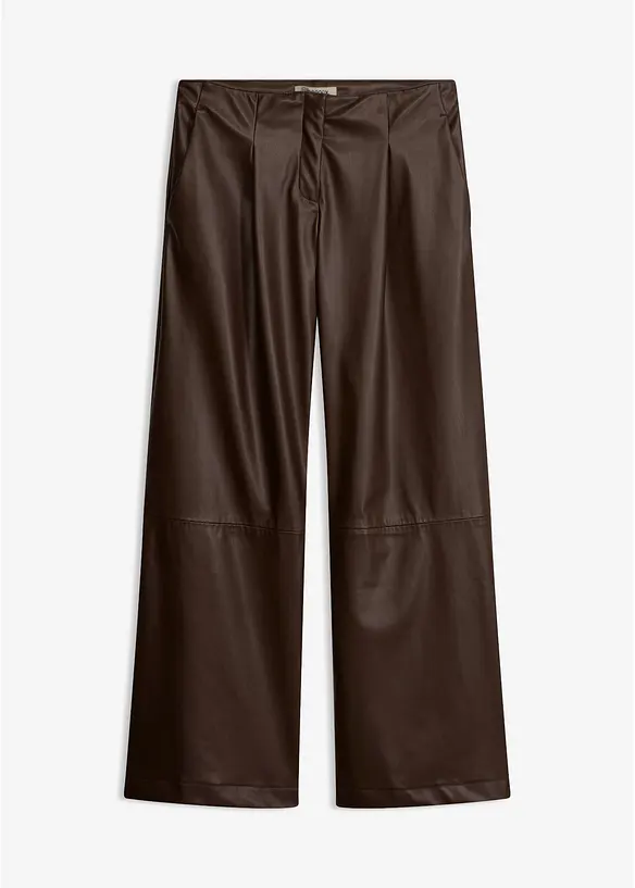 Lederimitat-Hose im Marlene-Stil in braun von vorne - bonprix