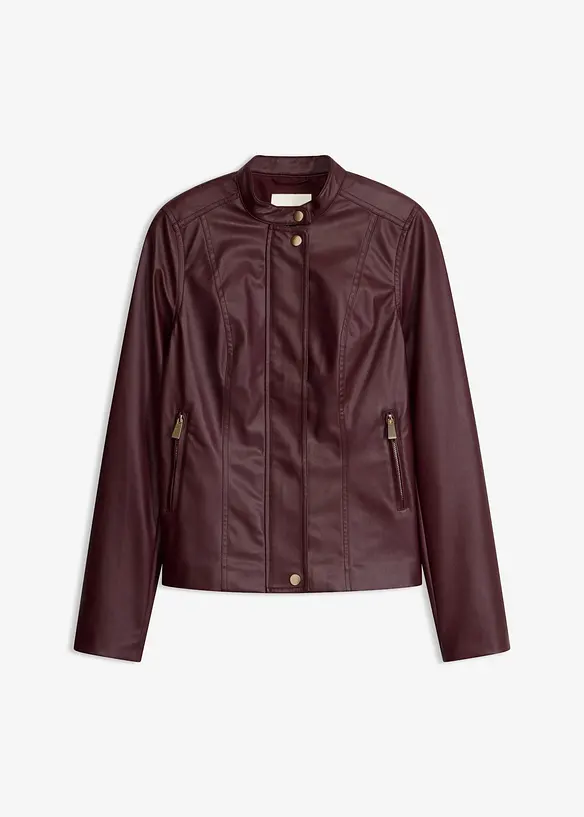 Lederimitat-Jacke in rot von vorne - bonprix