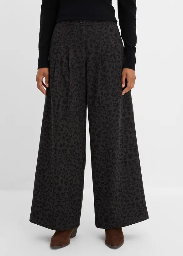 Bundfaltenhose mit Bequembund in grau von vorne - bonprix
