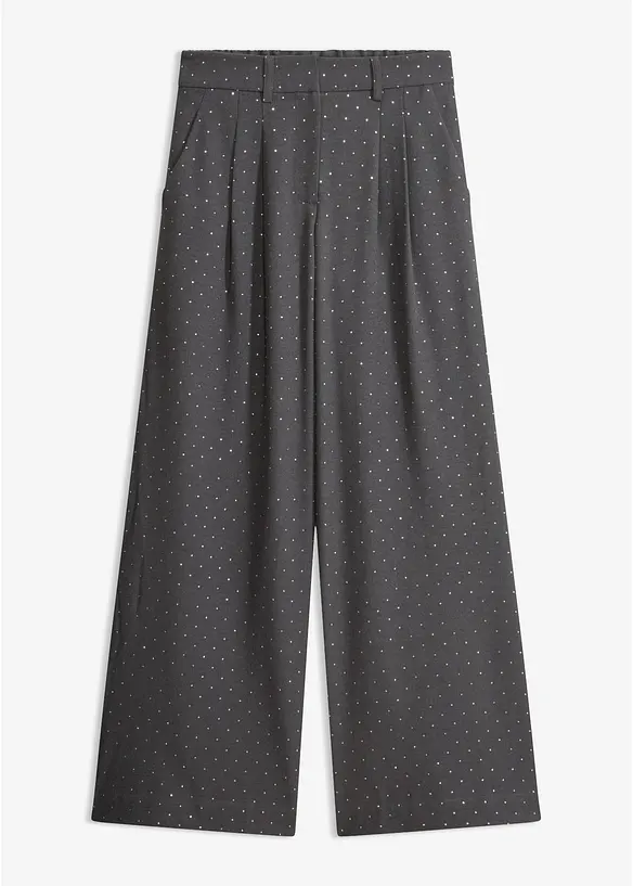 Bundfaltenhose mit Glitzer in grau von vorne - bonprix