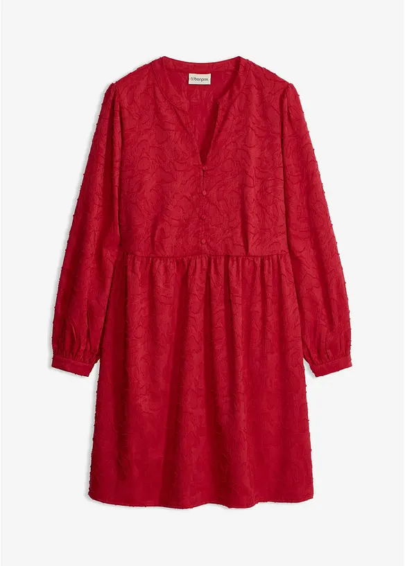Langarm Kleid mit Stickerei in rot von vorne - bonprix