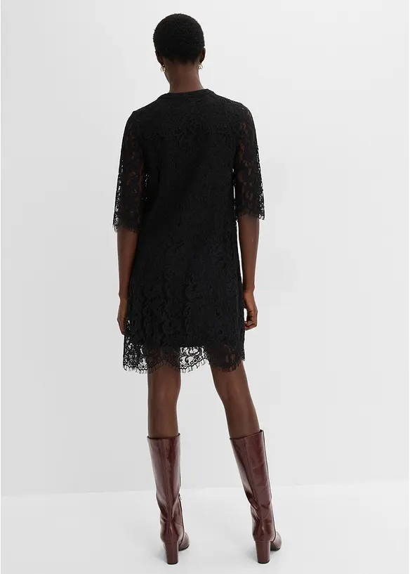 Spitzenkleid in schwarz von hinten (Totalaufnahme) - bonprix