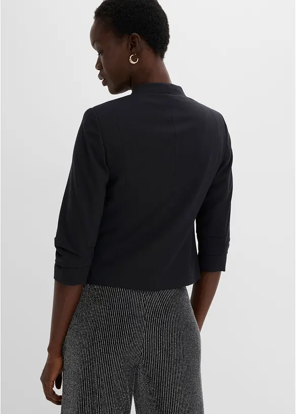 Blazer mit gerafften 3/4-Ärmeln in schwarz von hinten (im Anschnitt) - bonprix
