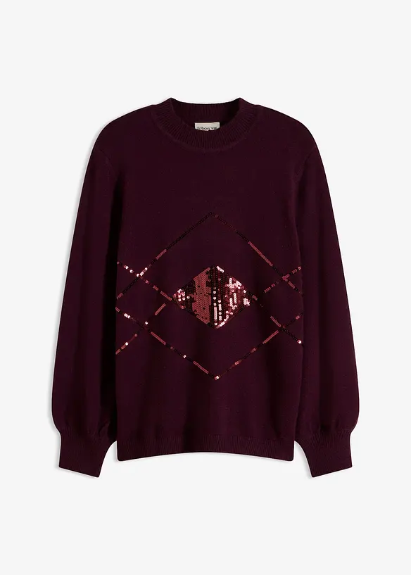 Pullover mit Pailletten in rot von vorne - bonprix