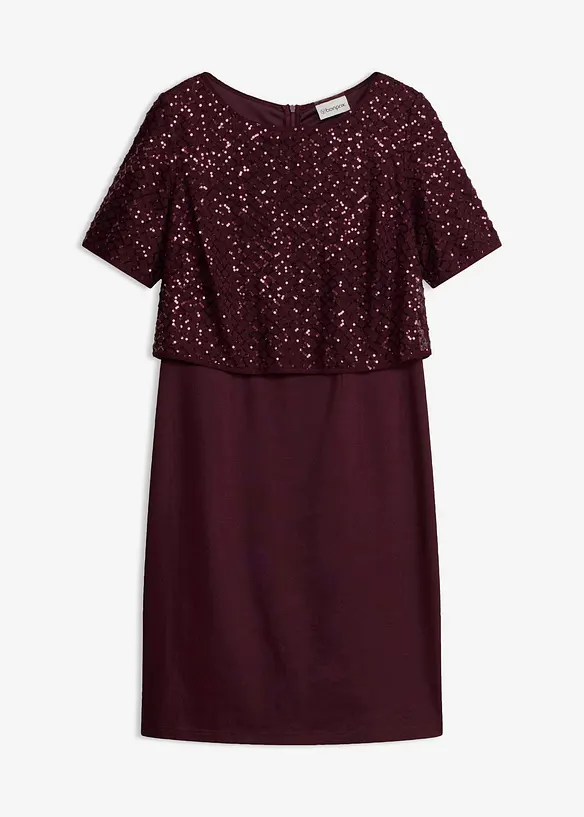 Kleid aus Punto di Roma mit Pailletten in rot von vorne - bonprix