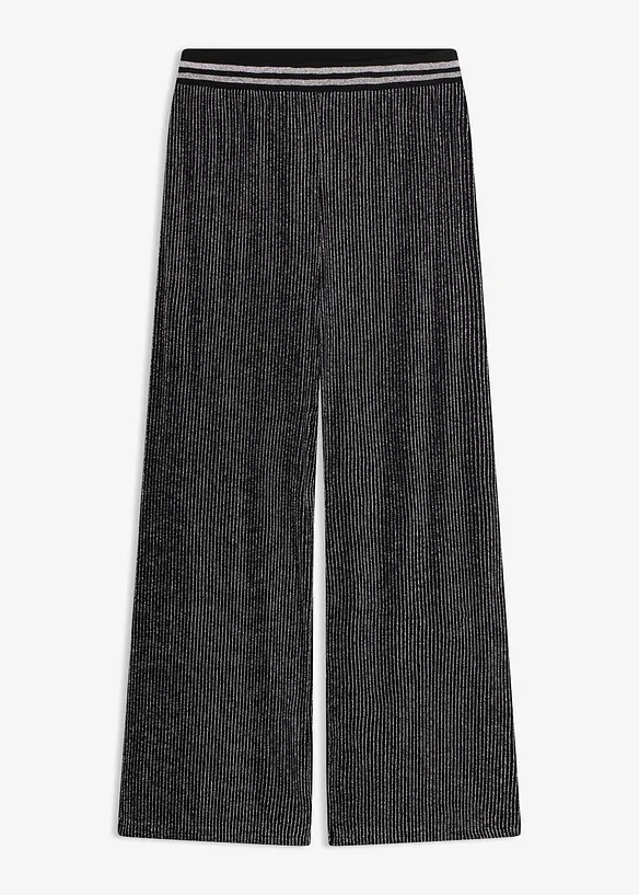 Jersey-Hose mit Glitzerstreifen in schwarz von vorne - bonprix