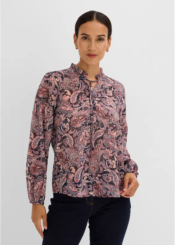 Tunika mit Paisley-Druck in blau von vorne (im Anschnitt) - bonprix