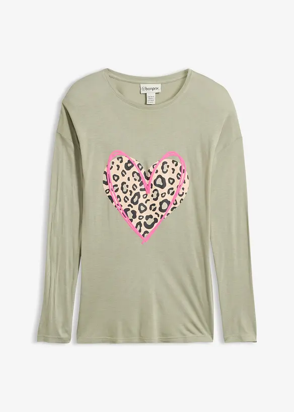 Langarmshirt aus softer Viskose in grün von vorne - bonprix Langarmshirt aus softer Viskose in grün von vorne - bonprix