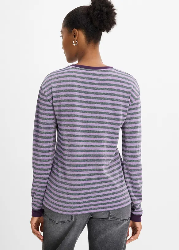 Langarmshirt mit Glitzergarn in grün von hinten (im Anschnitt) - bonprix