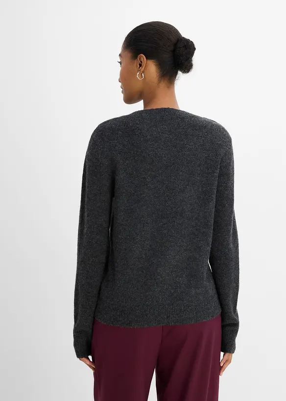 Strickjacke mit funkelndem Pailletten-Verlauf in grau von hinten (im Anschnitt) - bonprix