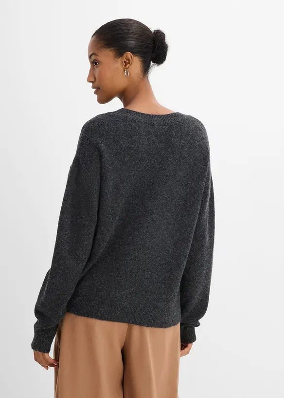 Feinstrickpullover in grau von hinten (im Anschnitt) - bonprix