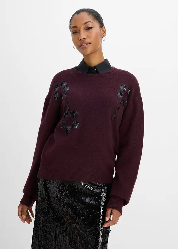 Feinstrickpullover in rot von vorne (im Anschnitt) - bonprix