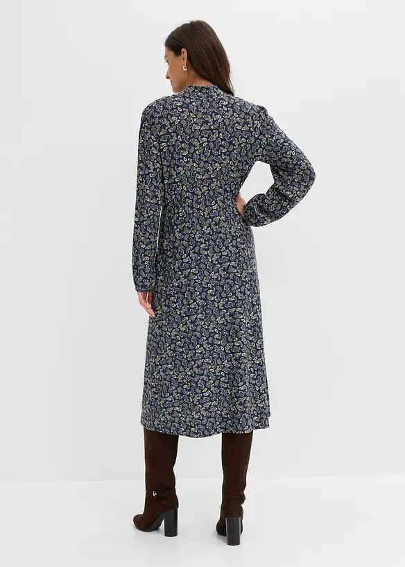 Jerseykleid mit Allover-Print in blau von hinten (Totalaufnahme) - bonprix