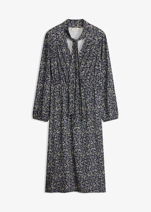 Jerseykleid mit Allover-Print in blau von vorne - bonprix
