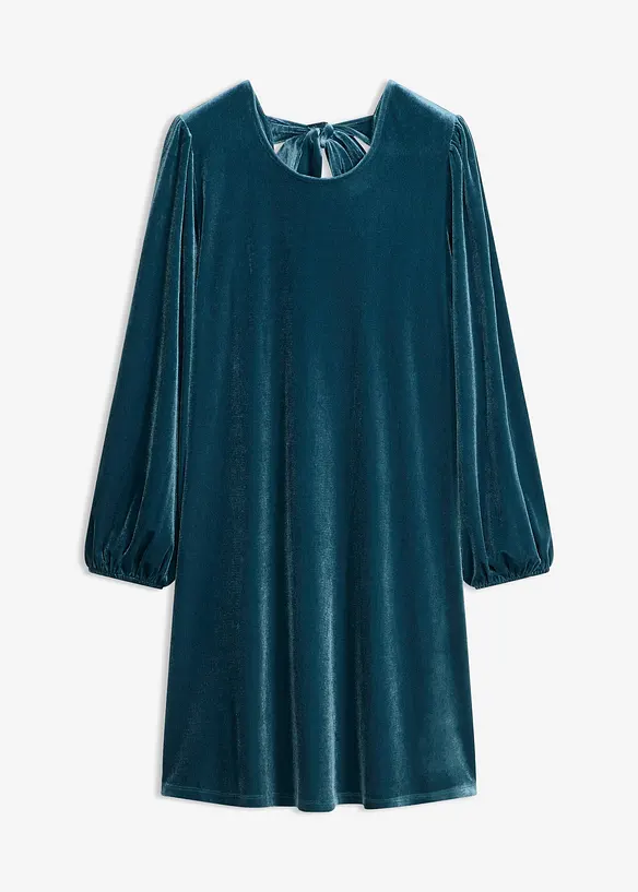 Minikleid aus Samt in petrol von vorne - bonprix Minikleid aus Samt in petrol von vorne - bonprix