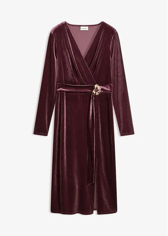 Jerseykleid aus Samt in rot von vorne - bonprix
