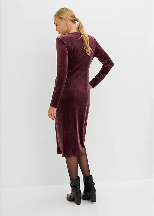 Jerseykleid aus Samt in rot von hinten (Totalaufnahme) - bonprix