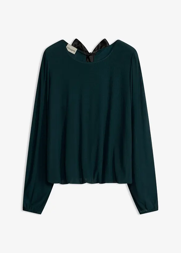 Langarmshirt aus softem Mesh in petrol von vorne - bonprix