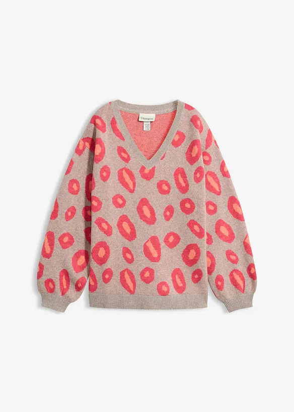 Weiter Pullover in grau von vorne - bonprix