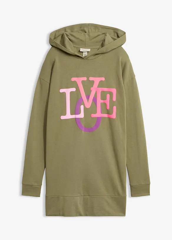 Long-Sweatshirt aus reiner Bio-Baumwolle in grün von vorne - bonprix Long-Sweatshirt aus reiner Bio-Baumwolle in grün von vorne - bonprix