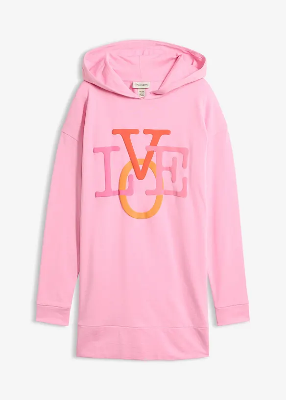 Long-Sweatshirt aus reiner Bio-Baumwolle in rosa von vorne - bonprix Long-Sweatshirt aus reiner Bio-Baumwolle in rosa von vorne - bonprix