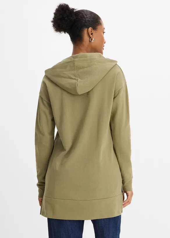 Long-Sweatshirt aus reiner Bio-Baumwolle in grün von hinten (im Anschnitt) - bonprix Long-Sweatshirt aus reiner Bio-Baumwolle in grün von hinten (im Anschnitt) - bonprix