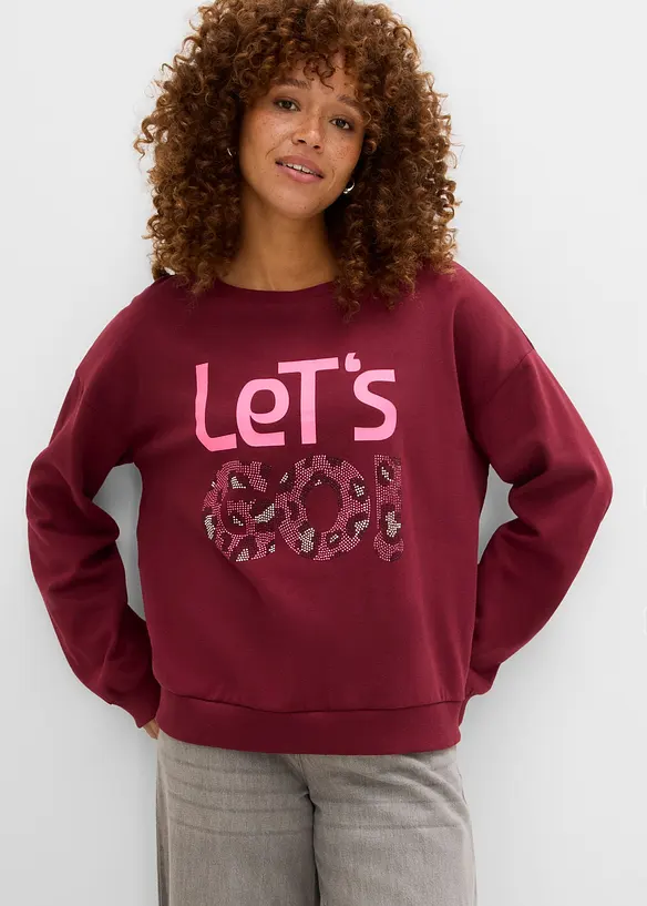 Sweatshirt aus weichem Baumwoll-Mix in rot von vorne (im Anschnitt) - bonprix Sweatshirt aus weichem Baumwoll-Mix in rot von vorne (im Anschnitt) - bonprix