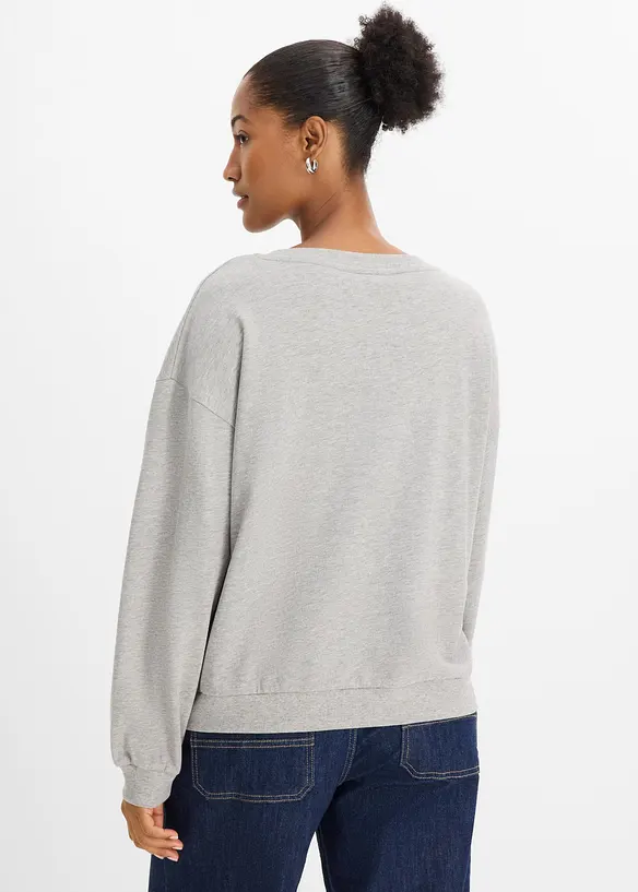 Sweatshirt aus weichem Baumwoll-Mix in grau von hinten (im Anschnitt) - bonprix Sweatshirt aus weichem Baumwoll-Mix in grau von hinten (im Anschnitt) - bonprix