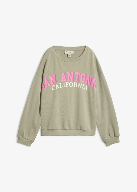 Sweatshirt aus weichem Baumwoll-Mix in grün von vorne - bonprix Sweatshirt aus weichem Baumwoll-Mix in grün von vorne - bonprix