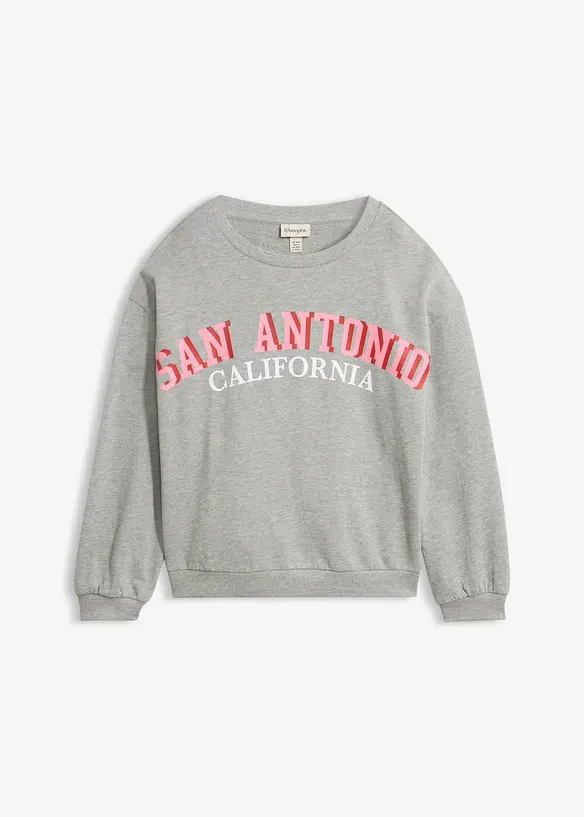 Sweatshirt aus weichem Baumwoll-Mix in grau von vorne - bonprix Sweatshirt aus weichem Baumwoll-Mix in grau von vorne - bonprix