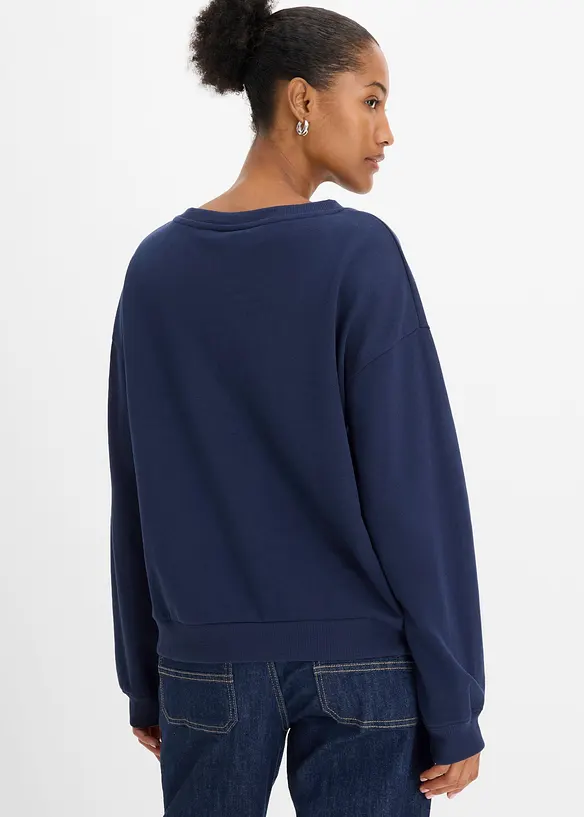Sweatshirt aus weichem Baumwoll-Mix in blau von hinten (im Anschnitt) - bonprix Sweatshirt aus weichem Baumwoll-Mix in blau von hinten (im Anschnitt) - bonprix