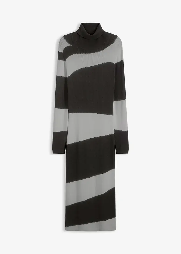 Strickkleid aus feinem Viskose-Mix in grau von vorne - bonprix