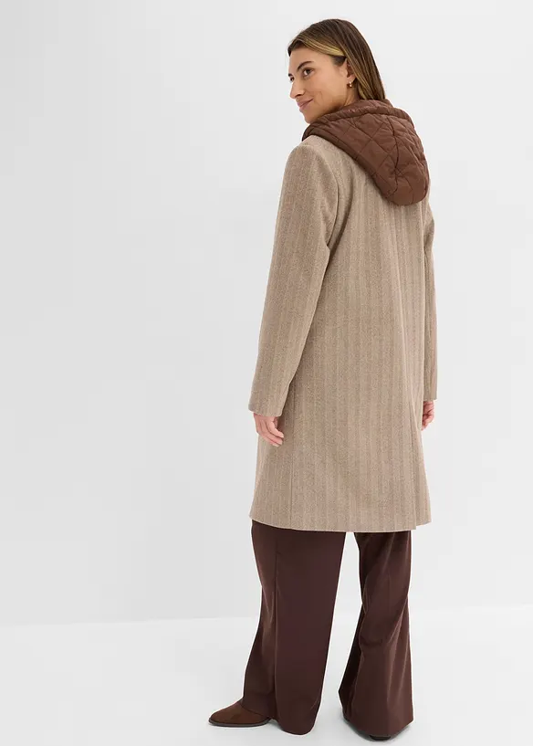 Kurzmantel mit abnehmbaren Steppeinsatz in braun von hinten (Totalaufnahme) - bonprix