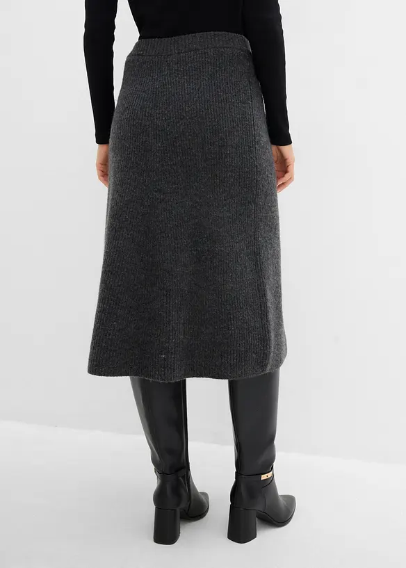 Midi-Strickrock mit Komfortbund in grau von hinten - bonprix Midi-Strickrock mit Komfortbund in grau von hinten - bonprix