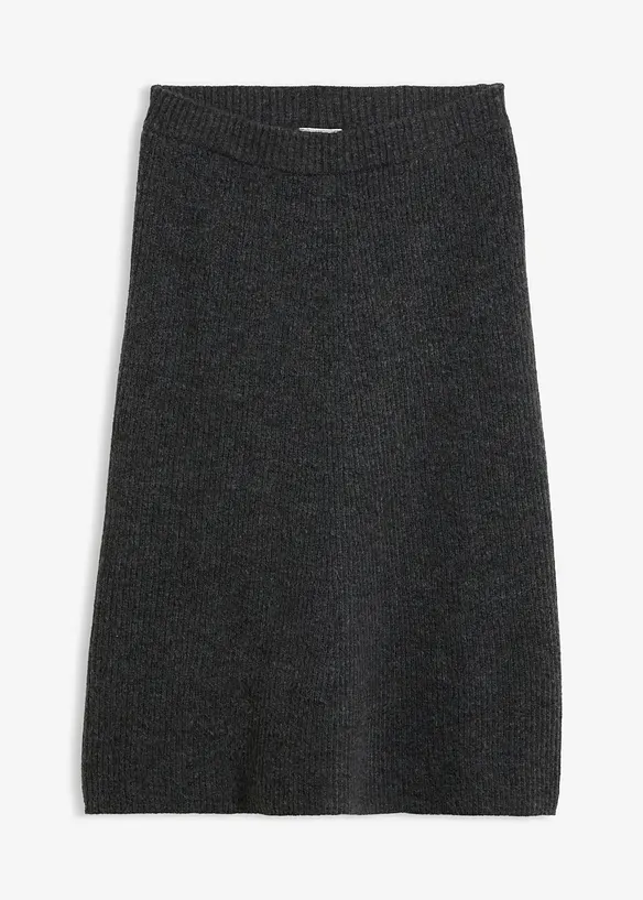 Midi-Strickrock mit Komfortbund in grau von vorne - bonprix Midi-Strickrock mit Komfortbund in grau von vorne - bonprix