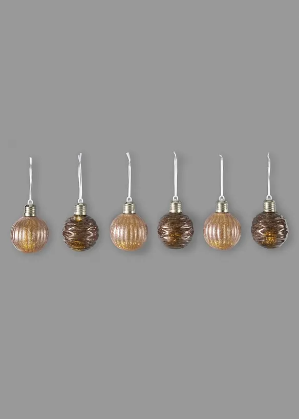 LED-Hängedeko Weihnachtskugeln (6er Pack) in gold von vorne - bonprix