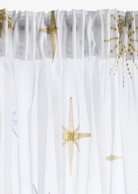 Gardine mit glänzender Stickerei (1er Pack) in gold - bonprix