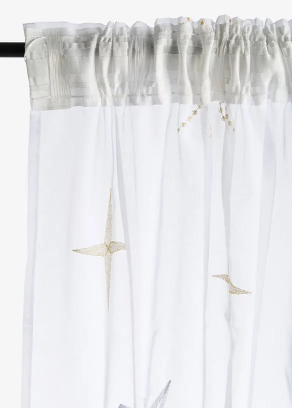 Gardine mit glänzender Stickerei (1er Pack) in gold - bonprix