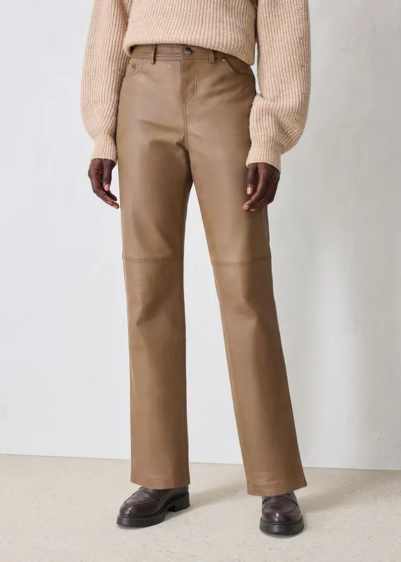 Lederhose aus Lammnappa in braun von vorne - bonprix Lederhose aus Lammnappa in braun von vorne - bonprix