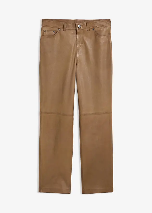 Lederhose aus Lammnappa in braun von vorne - bonprix Lederhose aus Lammnappa in braun von vorne - bonprix