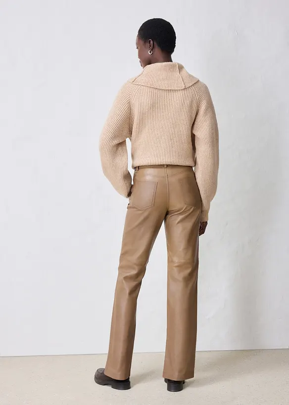 Lederhose aus Lammnappa in braun von hinten - bonprix Lederhose aus Lammnappa in braun von hinten - bonprix